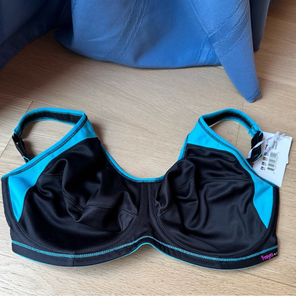 Freya Black and Teal Sports Bra